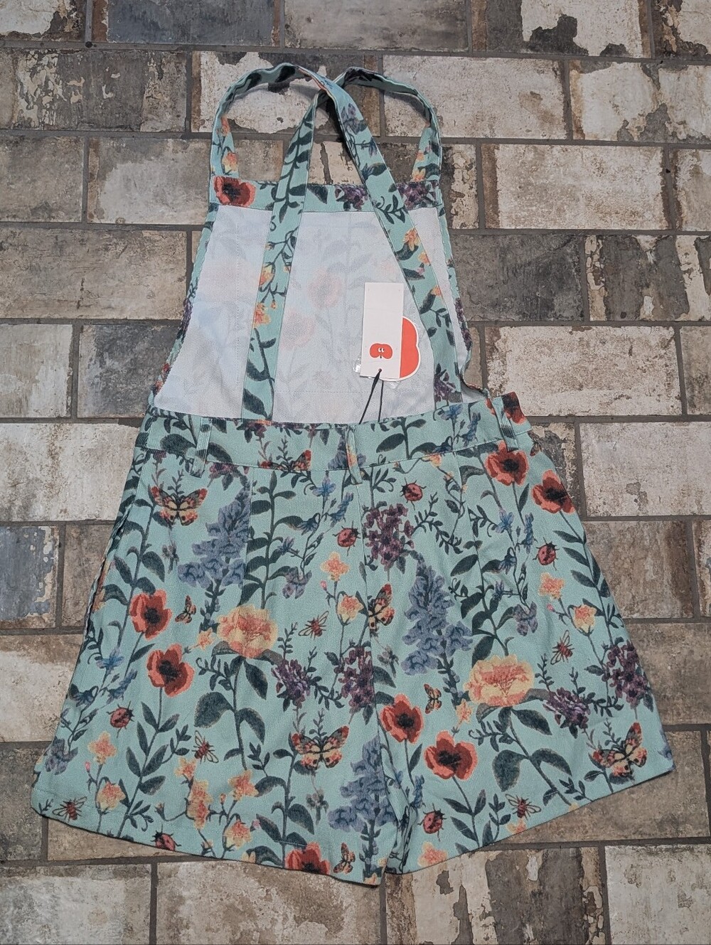 NWT Cider Sage Green Lightweight Corduroy Floral Overall Romper - Women's Medium - Picture 8 of 8